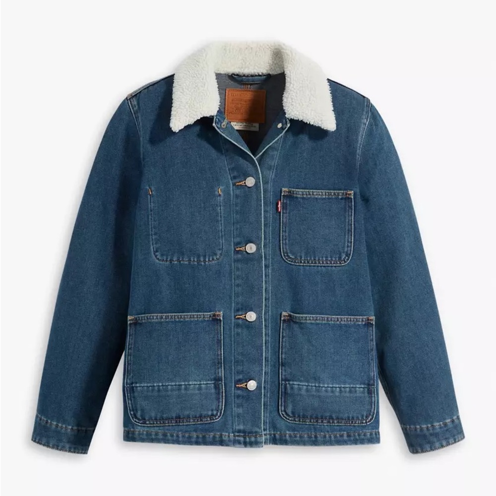 Levi's Denim Chore Coat w Sherpa Collar - Like New! - Picture 3 of 3
